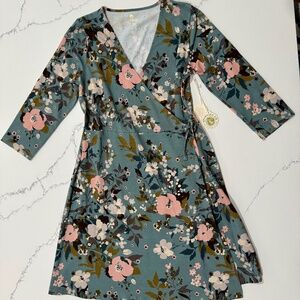 NEW Spartina 449 Alisa Wrap Dress - Maritime Forest Wildflowers Mist - Small
